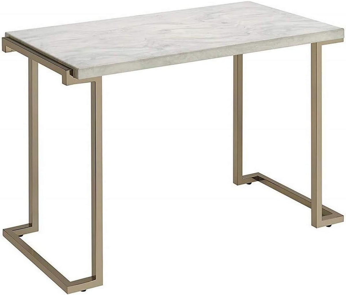 Champagne Beige Faux Marble Top Console Table X40114