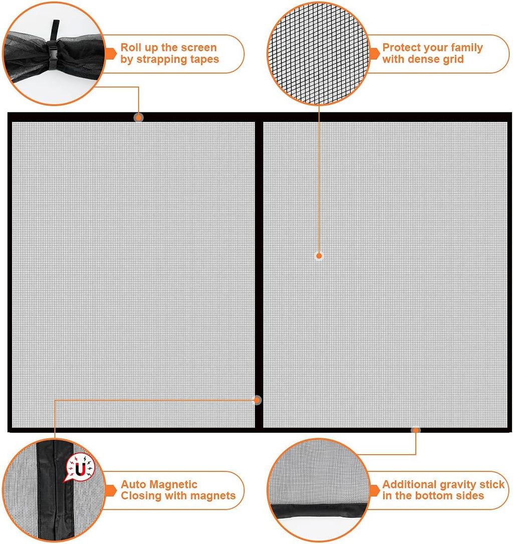 16x7FT Fiberglass Mesh Garage Door Screen with Magnetic, Pack of 2 N8095