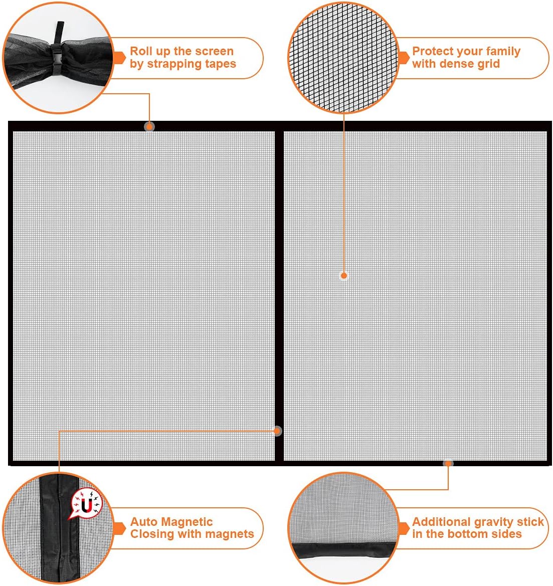 16x7FT Fiberglass Mesh Garage Door Screen with Magnetic, Pack of 2 N8095