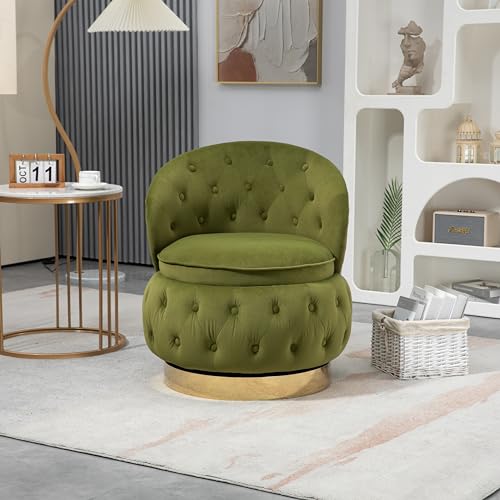 Red Velvet Swivel Accent Chair with Hidden Storage and Removable Cushion R482794