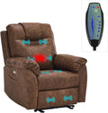 Electric Recliner with Heat & Massage, Leather Recliner Chair with Extended Footrest, Power Recliner Chair with USB Ports U74815