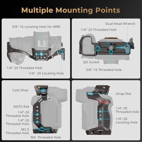 Aluminum Alloy Camera Cage with Quick Release Plate and Cold Shoe Mount F3273
