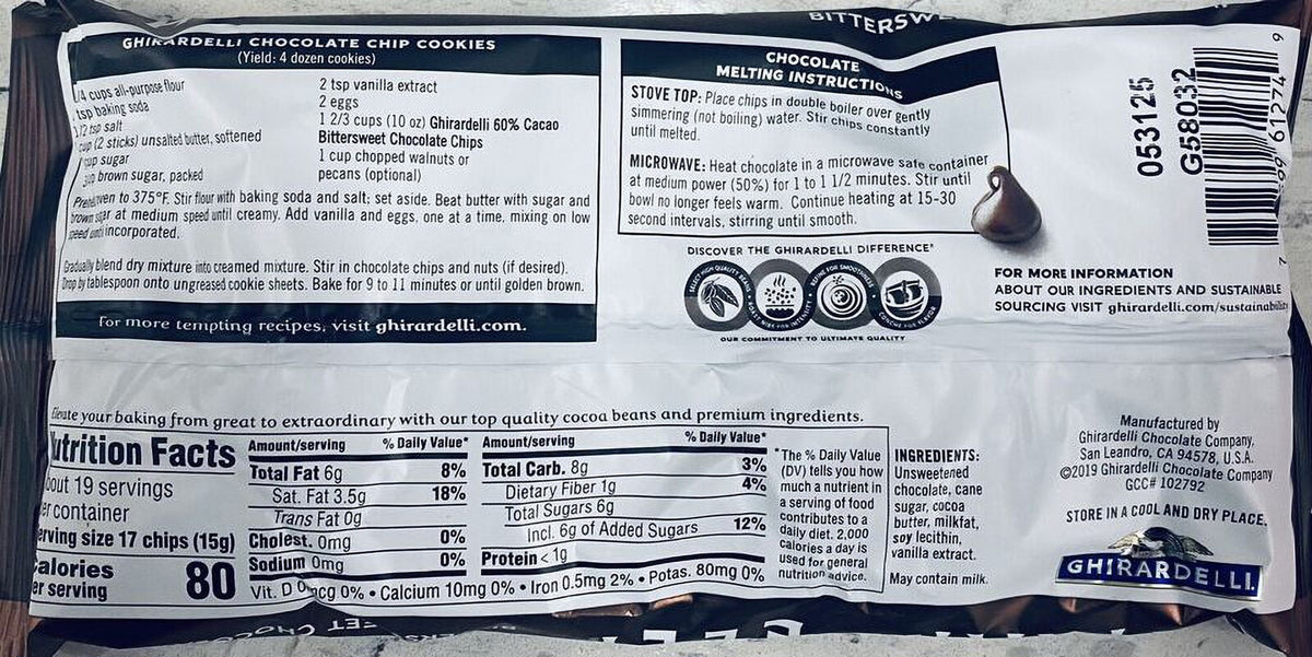 5 PACK 10 oz 60% Cocoa Bittersweet Chocolate Chips I2115