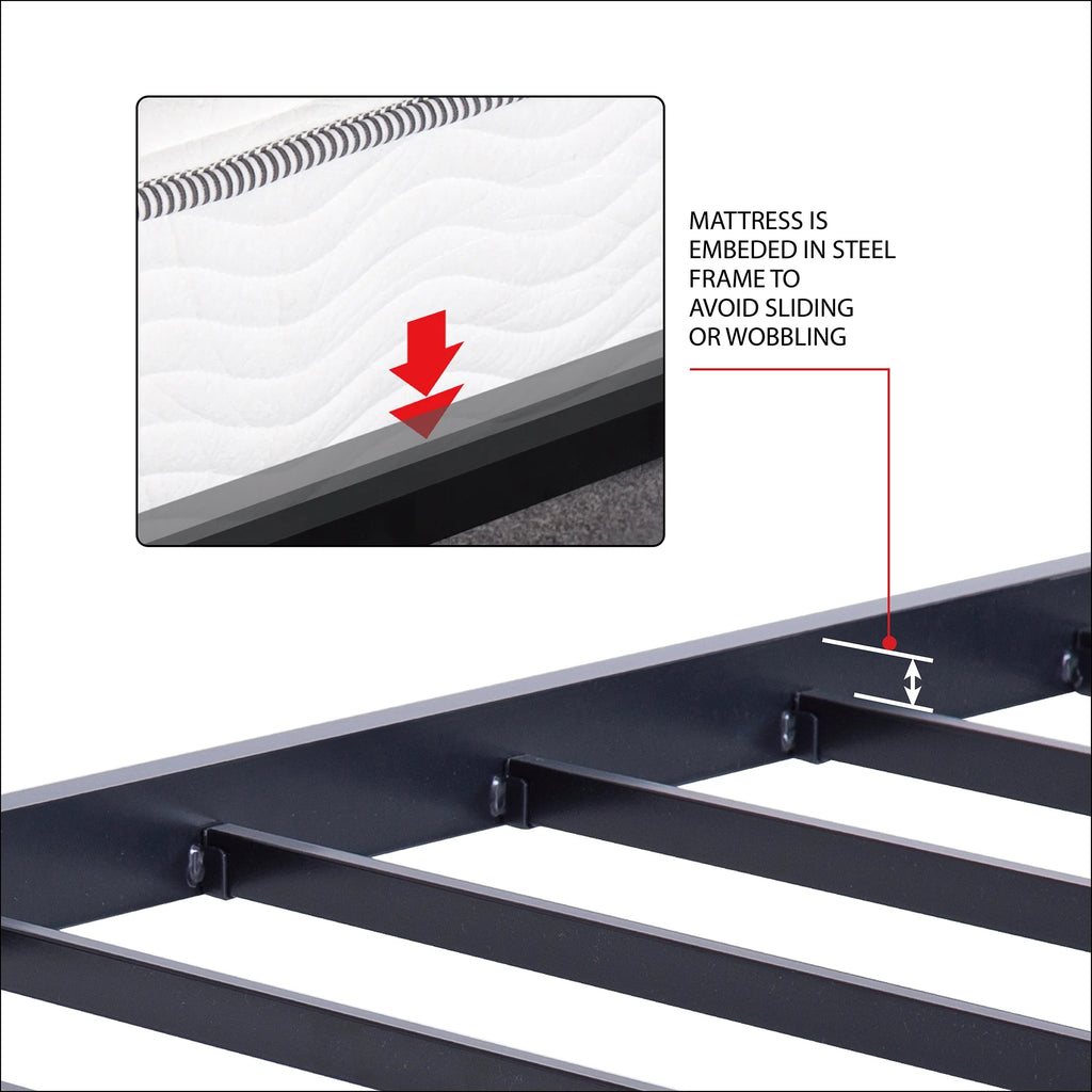 14" Steel Slat Metal Platform Bed Frame, Twin XL Size Z9454