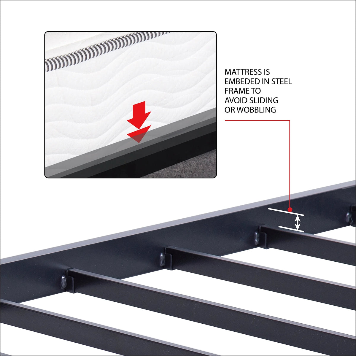 14" Steel Slat Metal Platform Bed Frame, Twin XL Size Z9454