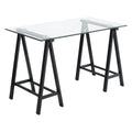 Writing Desk with Clear Glass Top and Black Base Y8400