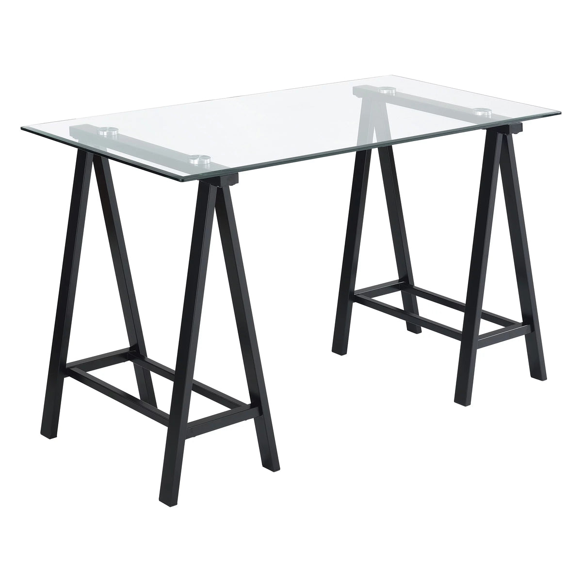 Writing Desk with Clear Glass Top and Black Base Y8400