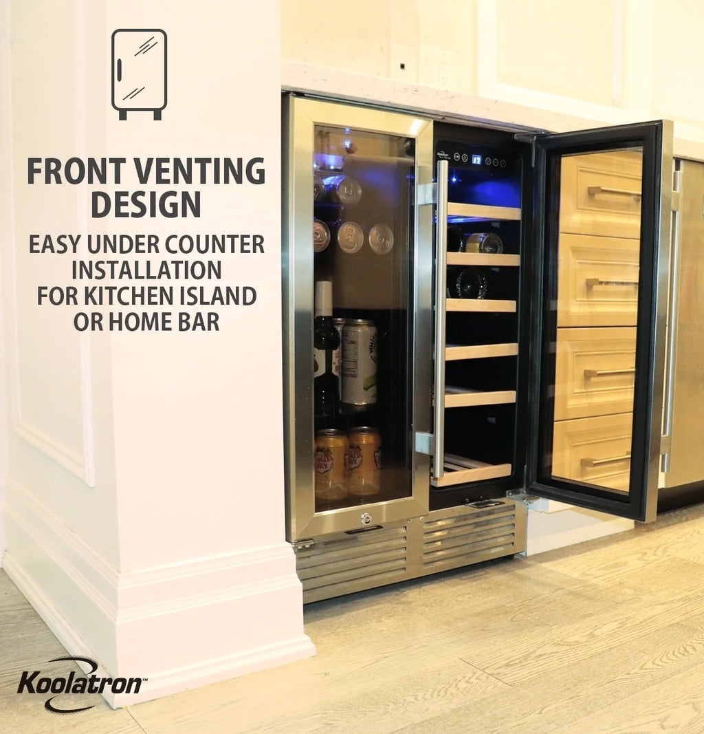 18 Bottles and 56 Cans Built-In Under-Counter 24 Inch Dual Zone Wine Cooler and Beverage Fridge J12445