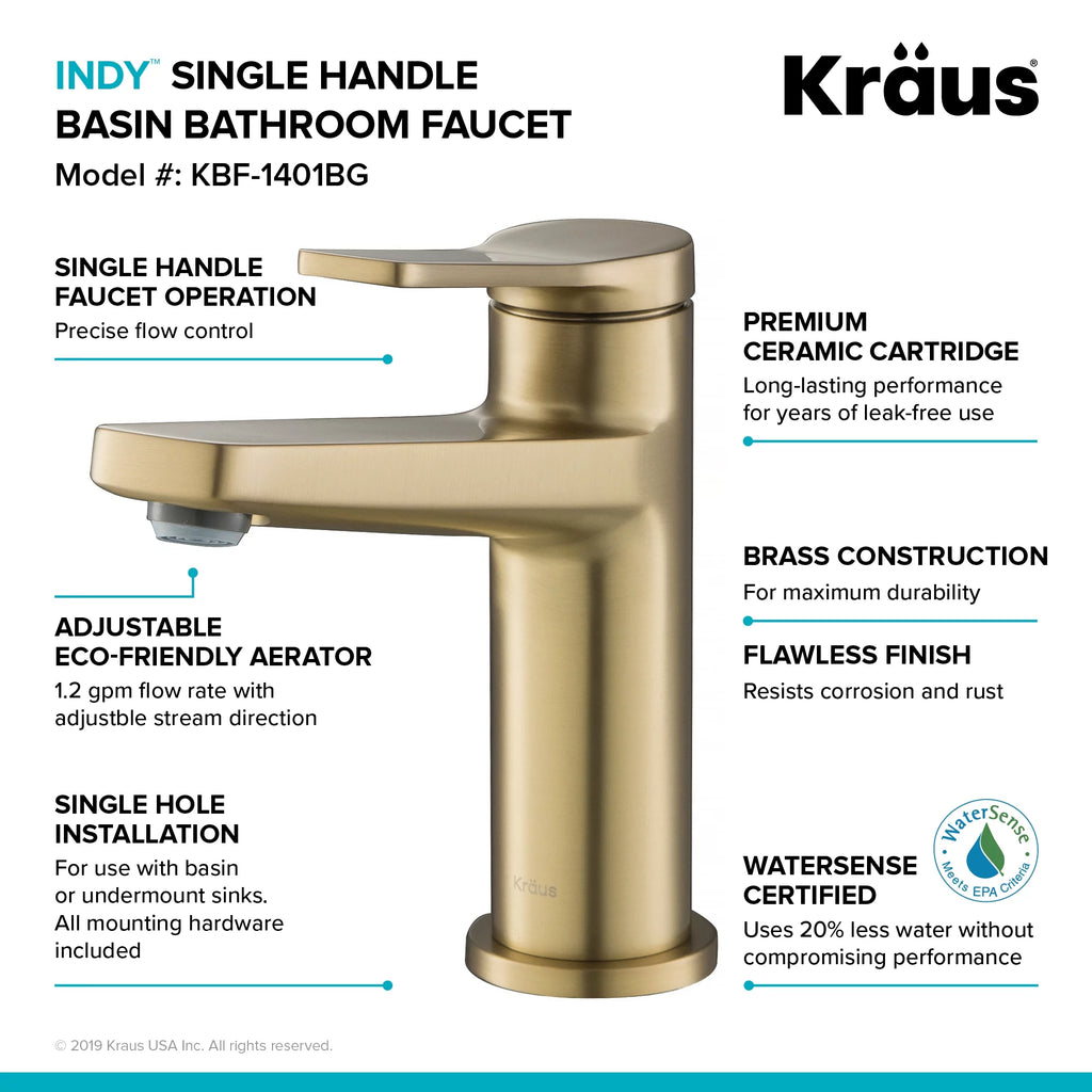 Single Handle Bathroom Faucet in Brushed Gold U570063