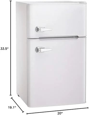 Mini Refrigerator 3.2Cu.Ft Compact Fridge Double Doors Freezer Grey E131