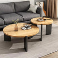 Solid Wood Round Coffee Table with Black Legs M63504