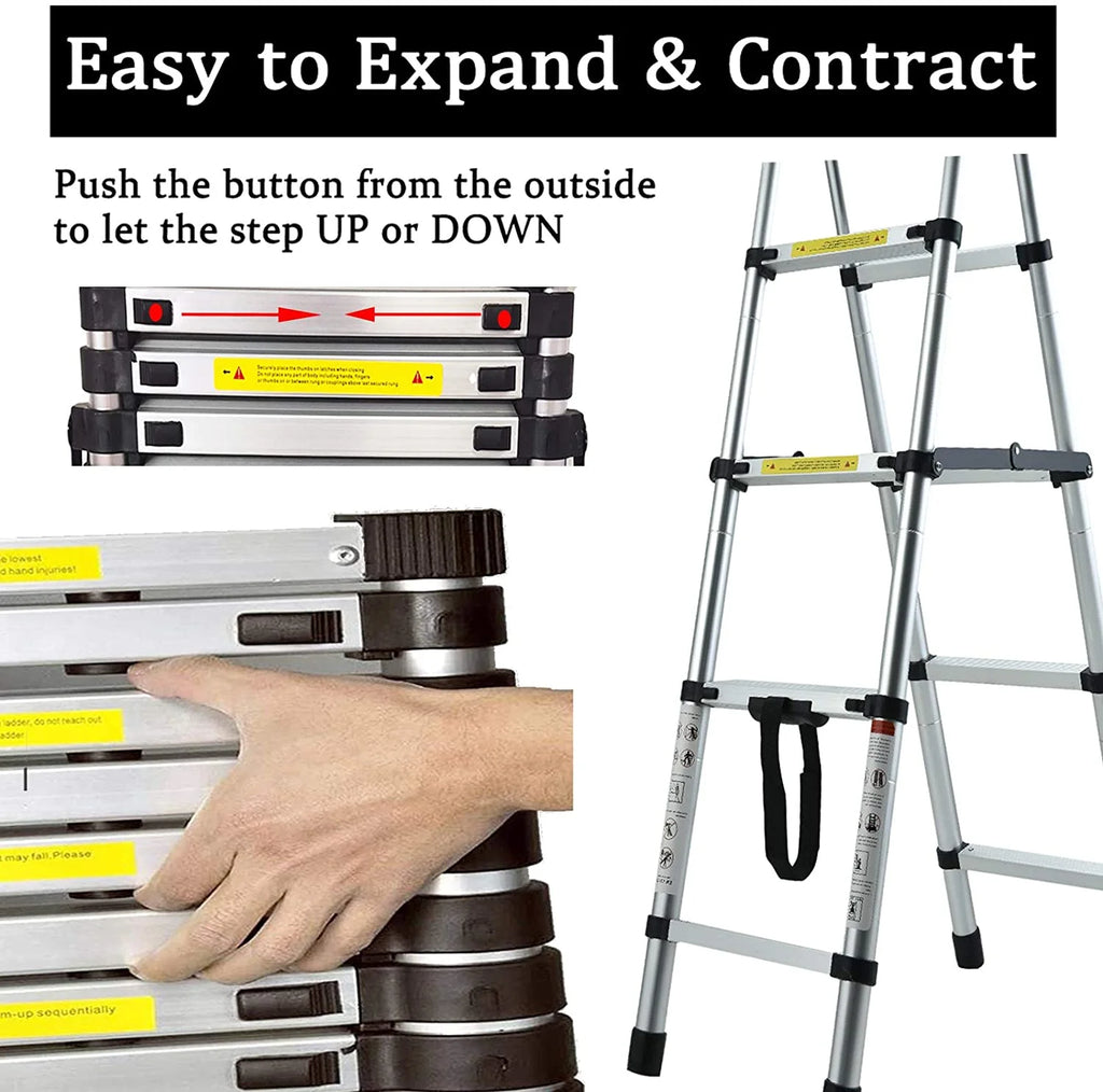 5+6 Steps Foldable Telescopic Aluminum Ladder K74339