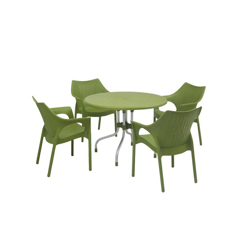 Green Patio Table with Four Chairs X885228