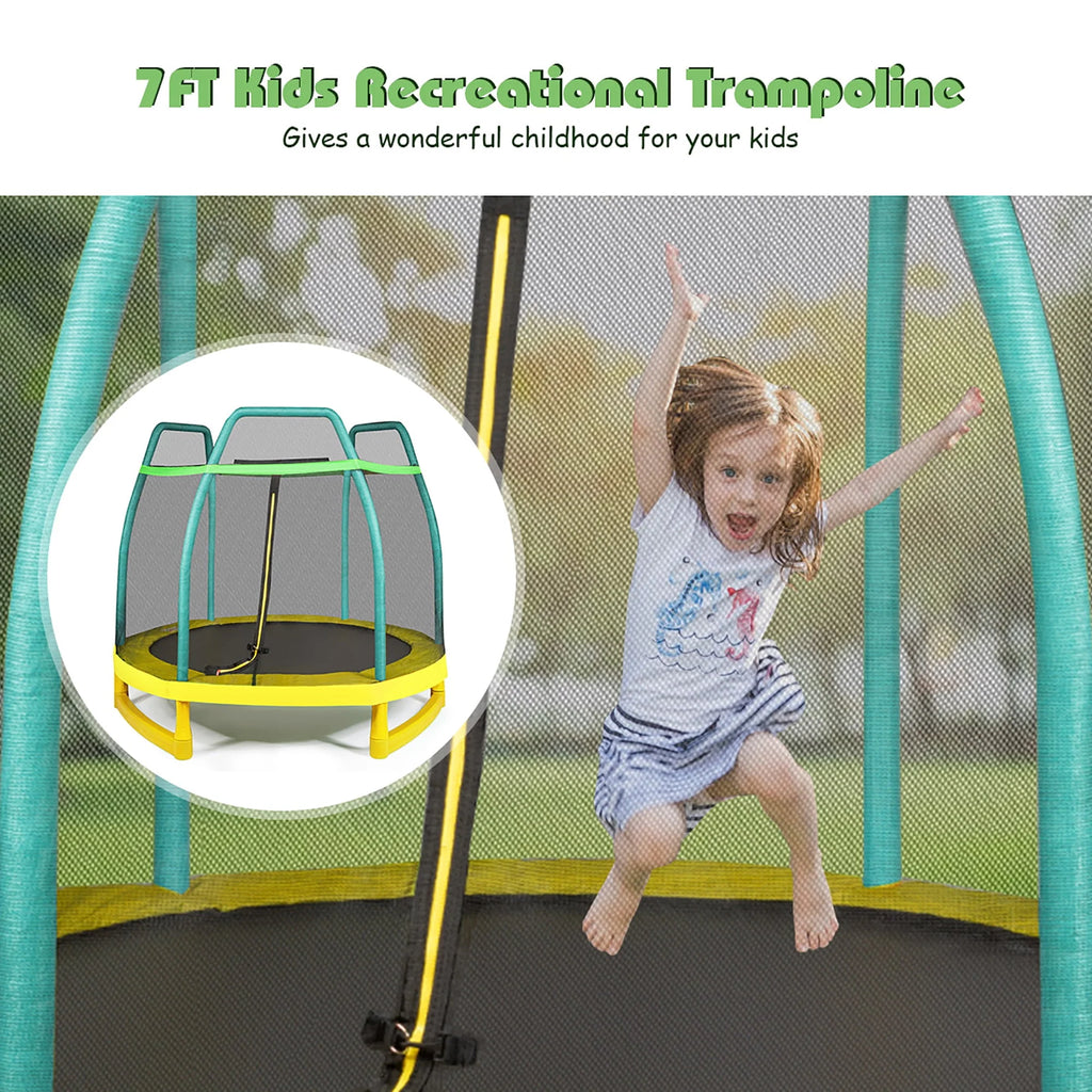 7FT Kids Trampoline with Safety Enclosure Net I36074