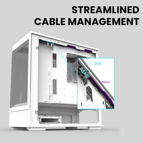 White Micro ATX PC Case with Tempered Glass Panel W9926