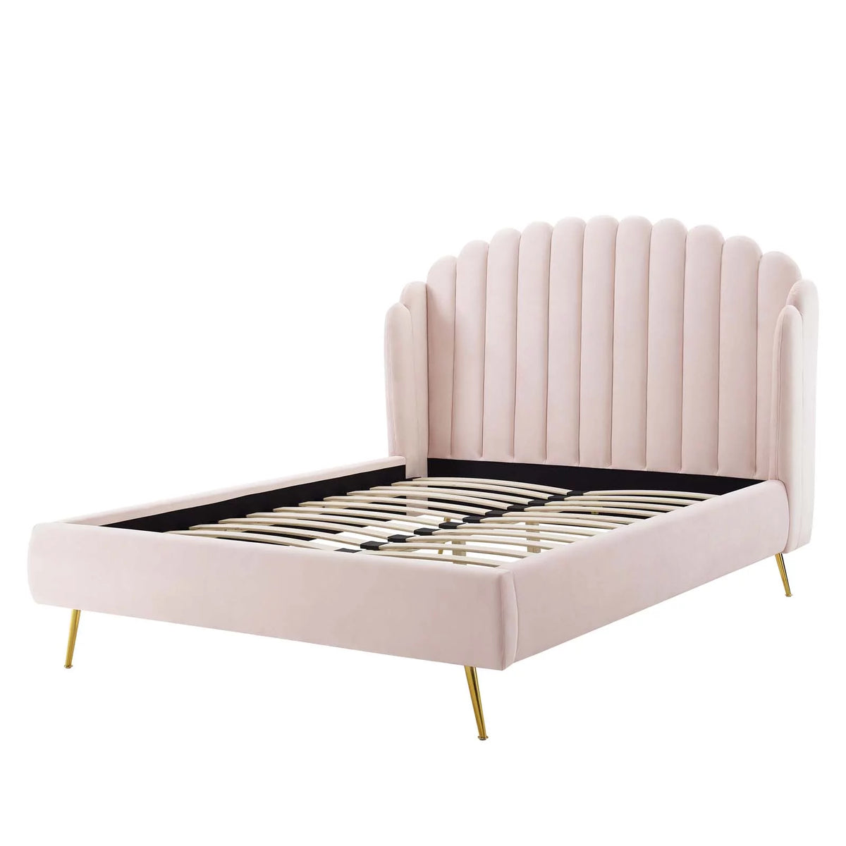 Queen Size Velvet Platform Bed Frame D607