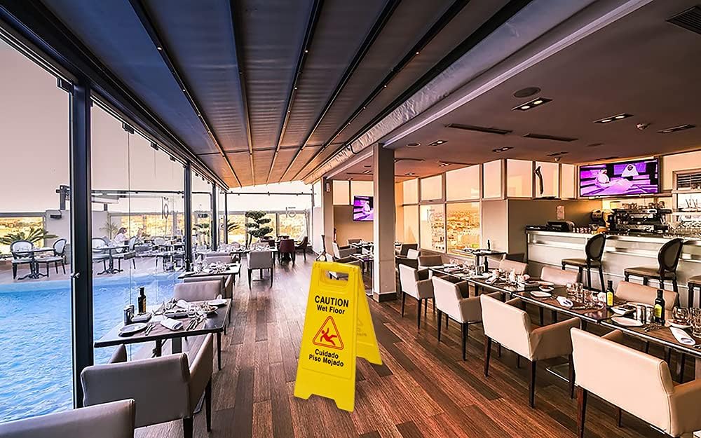 10 Pack Double Sided Yellow Wet Floor Sign C95646