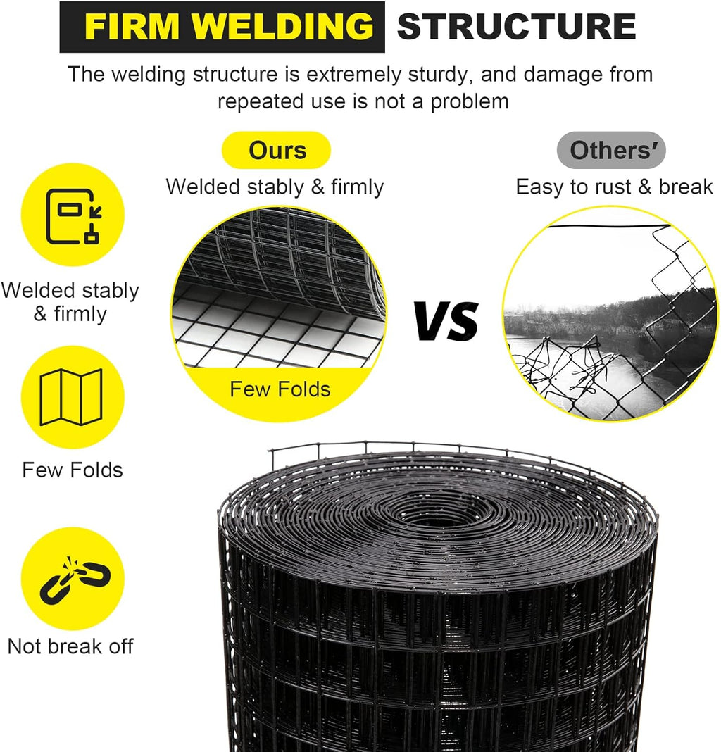 24'' x 100' 1/2inch 16 Gauge Black Vinyl Coated Welded Fence Mesh U5200