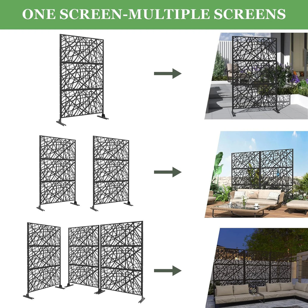 Black Metal Privacy Screen Panel with Stand H886