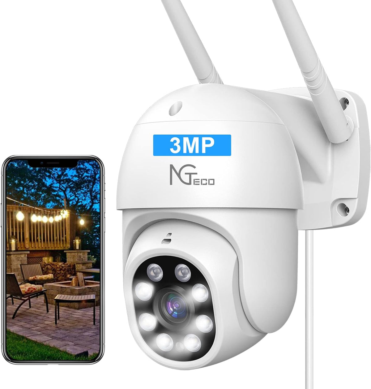 2K WiFi Security Camera with Spotlight Night Vision N806393