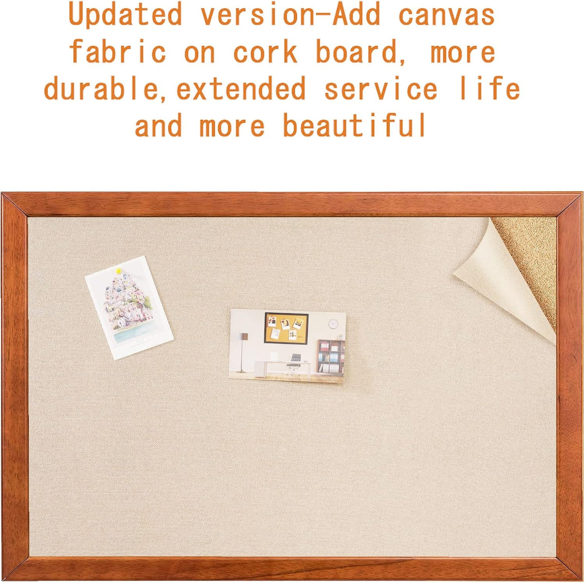 Wood Framed Canvas Bulletin Board 36x24'' H1011