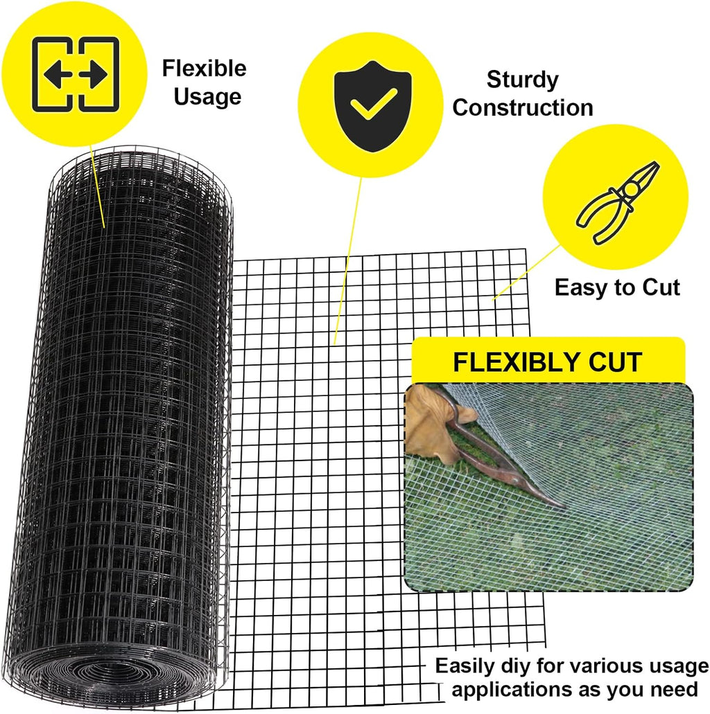 24'' x 100' 1/2inch 16 Gauge Black Vinyl Coated Welded Fence Mesh U5200