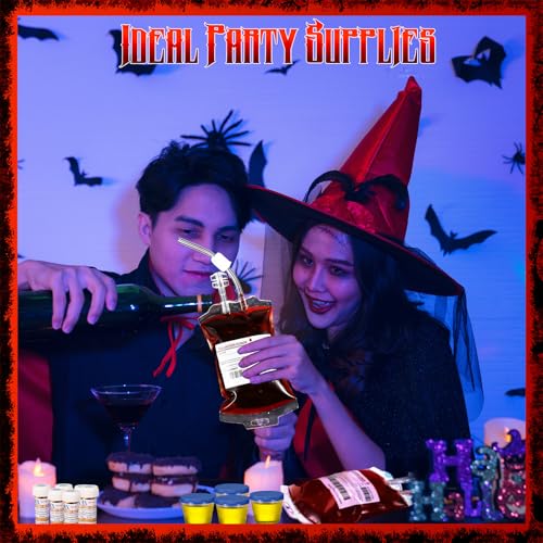 84 Pcs Halloween Party Supplies Empty Pill Bottle Blood Bag Specimen Cup Urine Sample Jar 20 ml Plastic Syringe with Sticky Label E1270