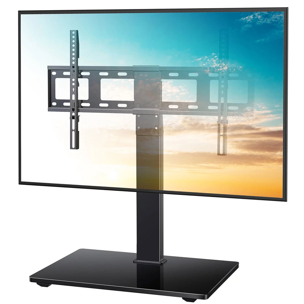 Swivel TV Stand for 37-70 Inch Flat Screen TVs with Tempered Glass Base F734