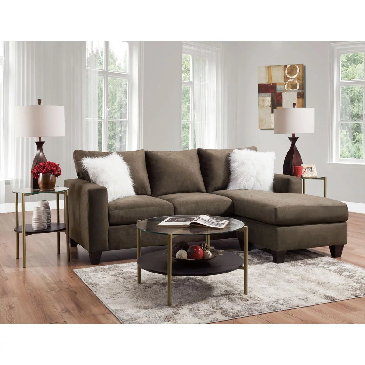 86"W Wood Sofa with 2 Pillows E711840