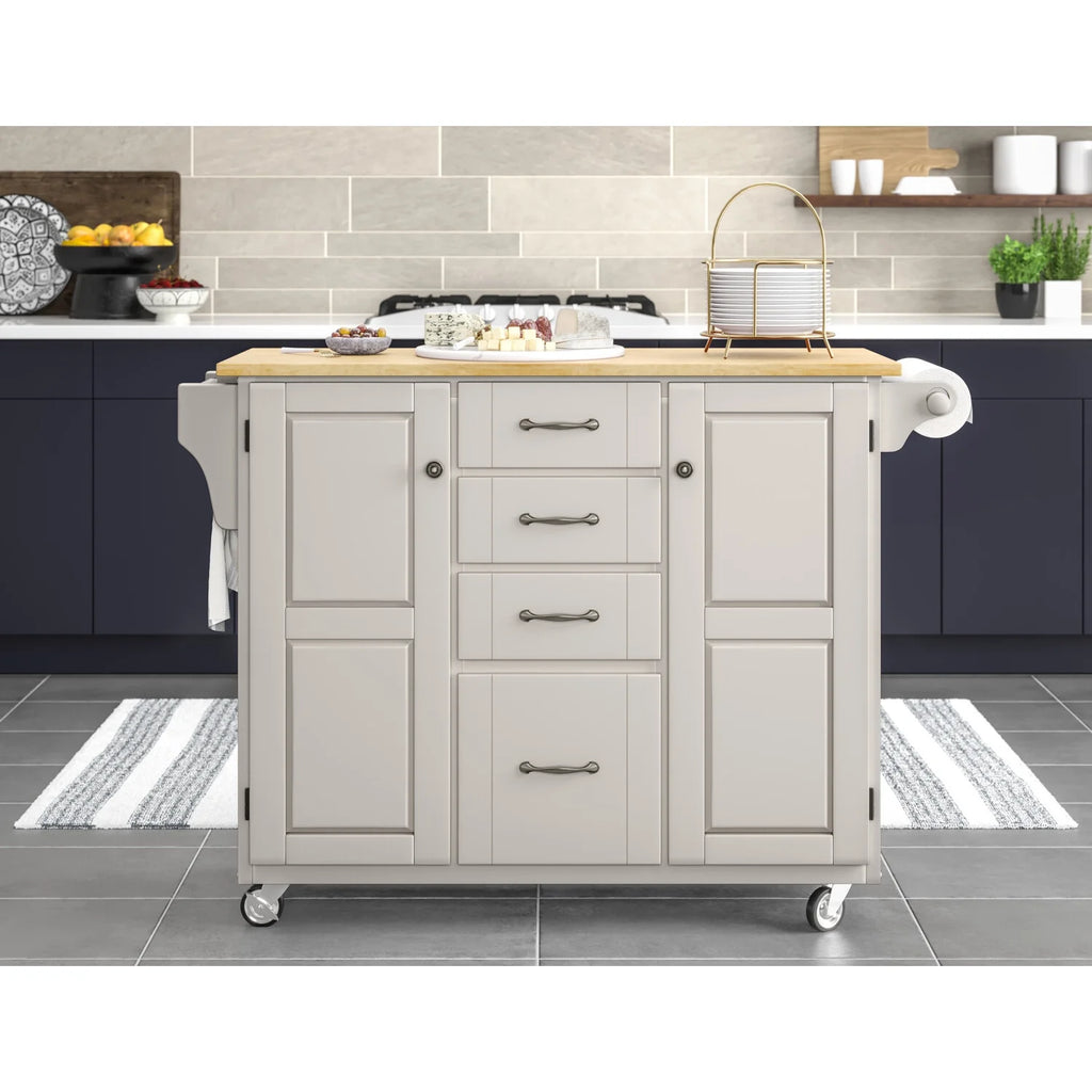 Off White Wood Rolling Kitchen Cart M443127