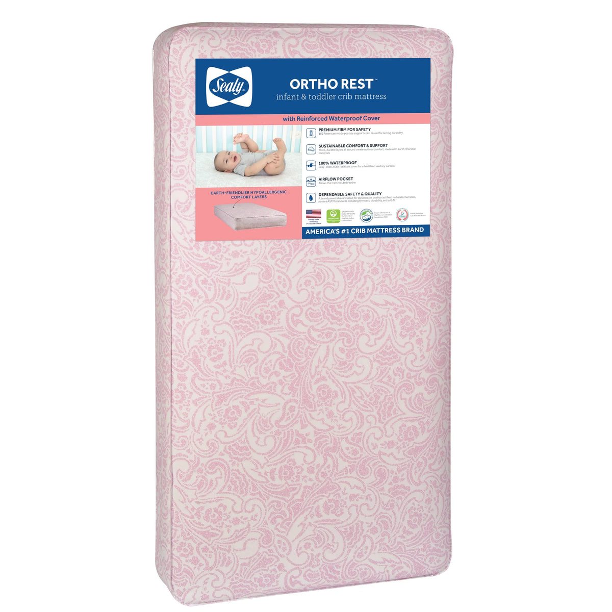 Pink 150 Coil Baby Crib & Toddler Mattress N62733