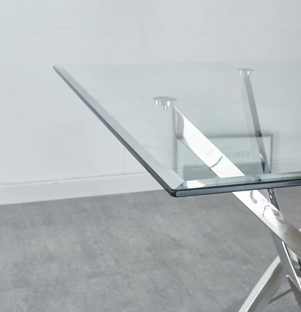 Silver Glass Dining Table 39.4" x 39.4" H462