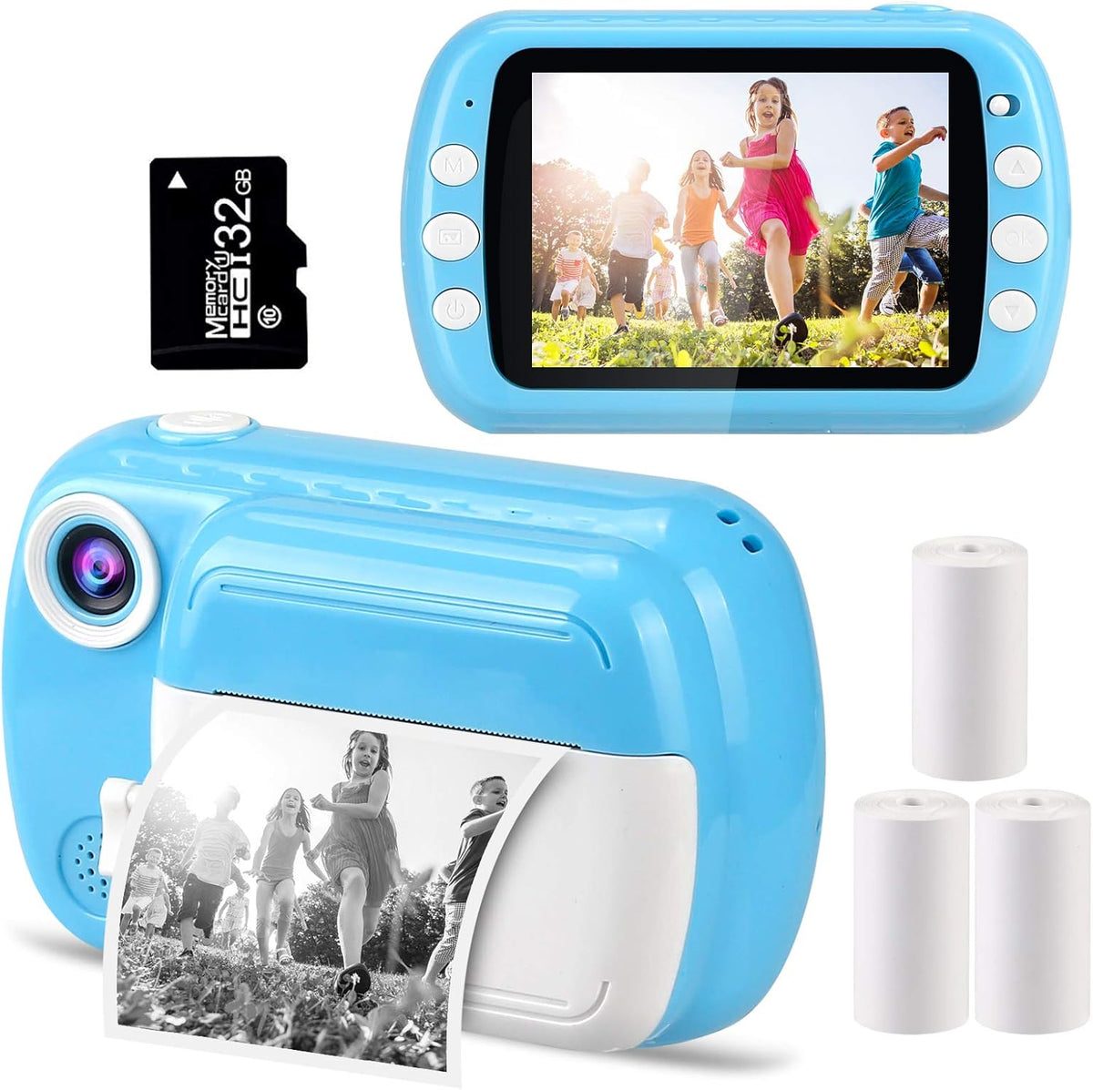 Instant Camera with 3.5-inch Screen, 1080p HD Video, 4 Rolls Printing Paper, 32GB Card B74284