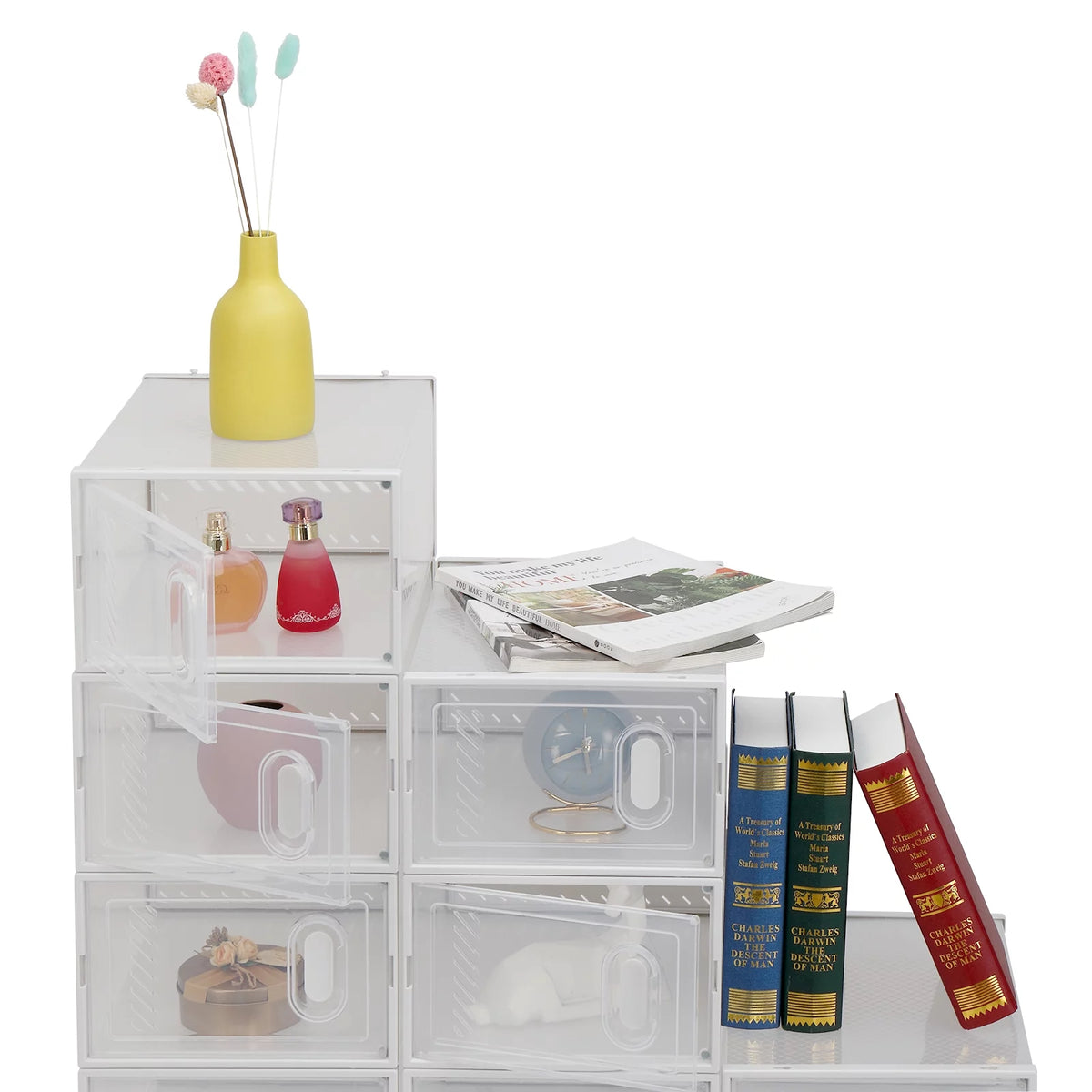 White Stackable Plastic Lidded Storage Boxes P99342