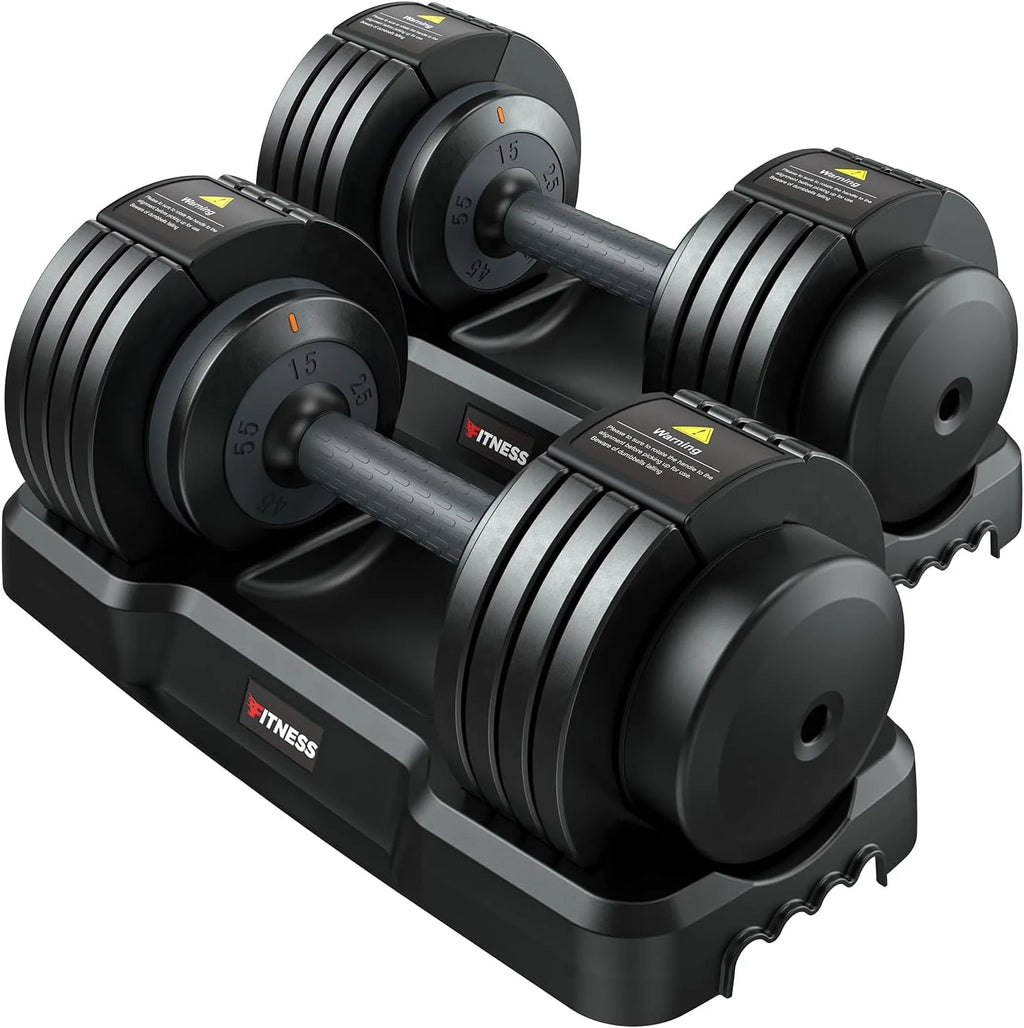 Adjustable Dumbbells Set with Tray, Black N972