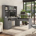 Gray L Shaped Desk with Hutch G299