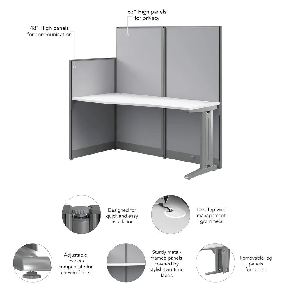 Engineered Wood Straight Cubicle Desk in Pure White T399699