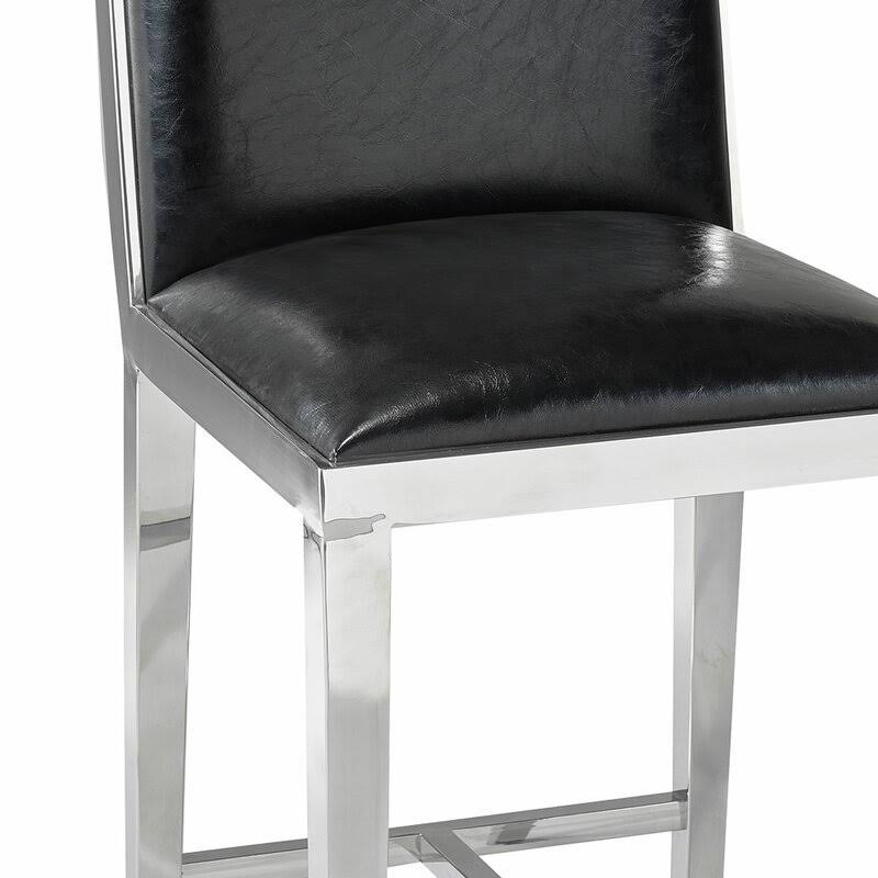Faux Leather Counter Stool in Black L1932