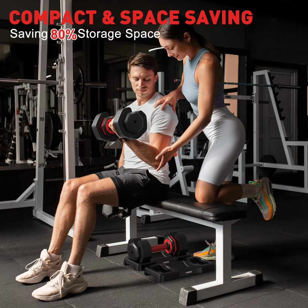 Adjustable Dumbbells Set with Tray, Black N972