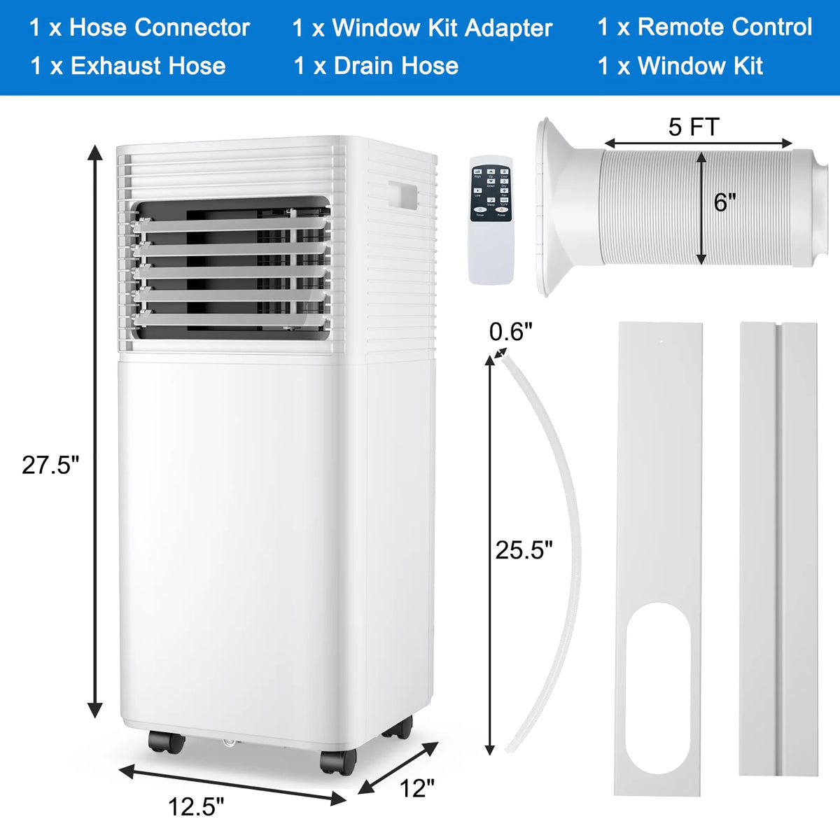 5000 BTU Portable Air Conditioner 3-in-1 Black D716730