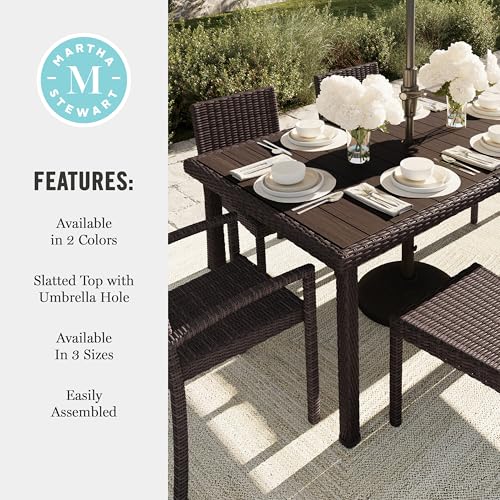 62" Indoor-Outdoor Patio Table with Faux Wood Top and Rattan Wicker Finish in Gray R610