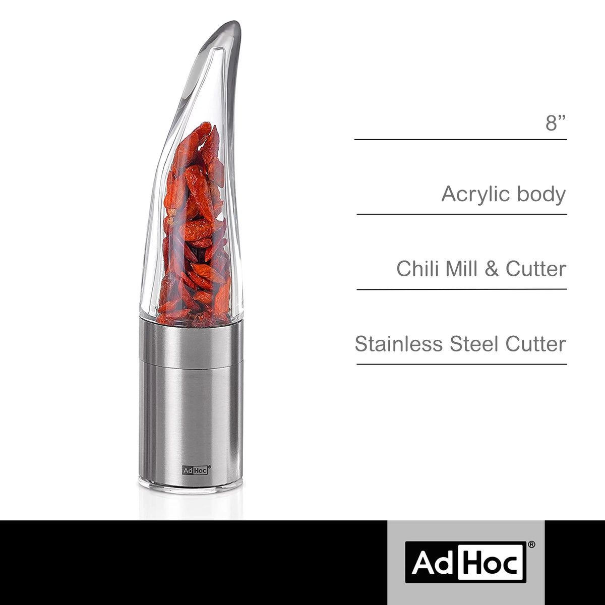 8" Stainless Steel Spice & Chili Pepper Mill B3056