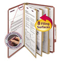 Red Legal Size Pressboard Classification Folders with Fasteners, 3 Dividers, 10/Box A958