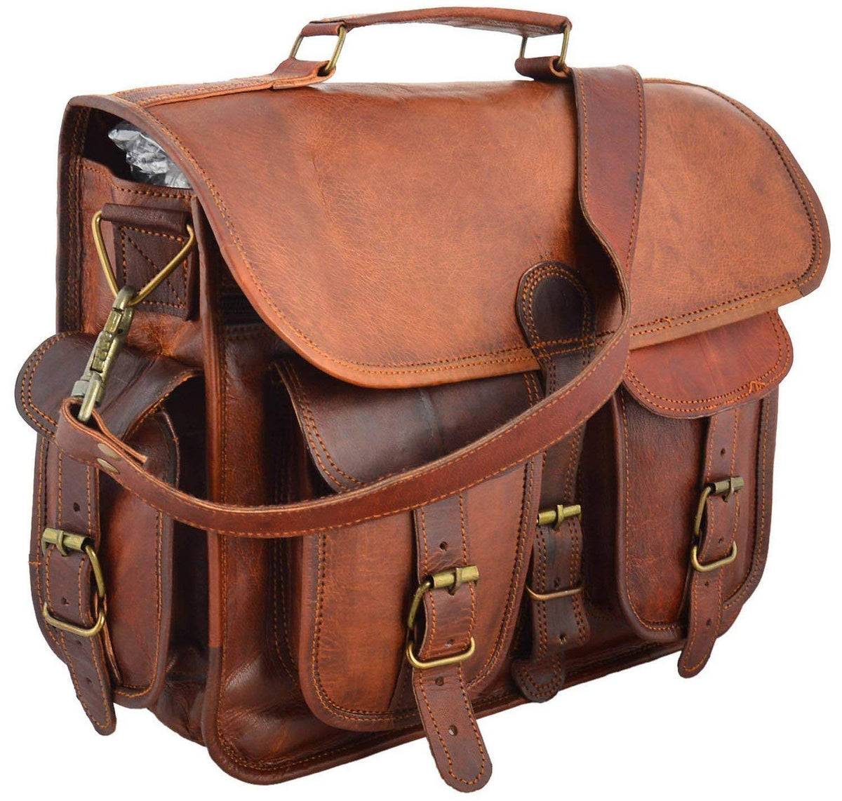 Distressed Leather Messenger Bag U263470