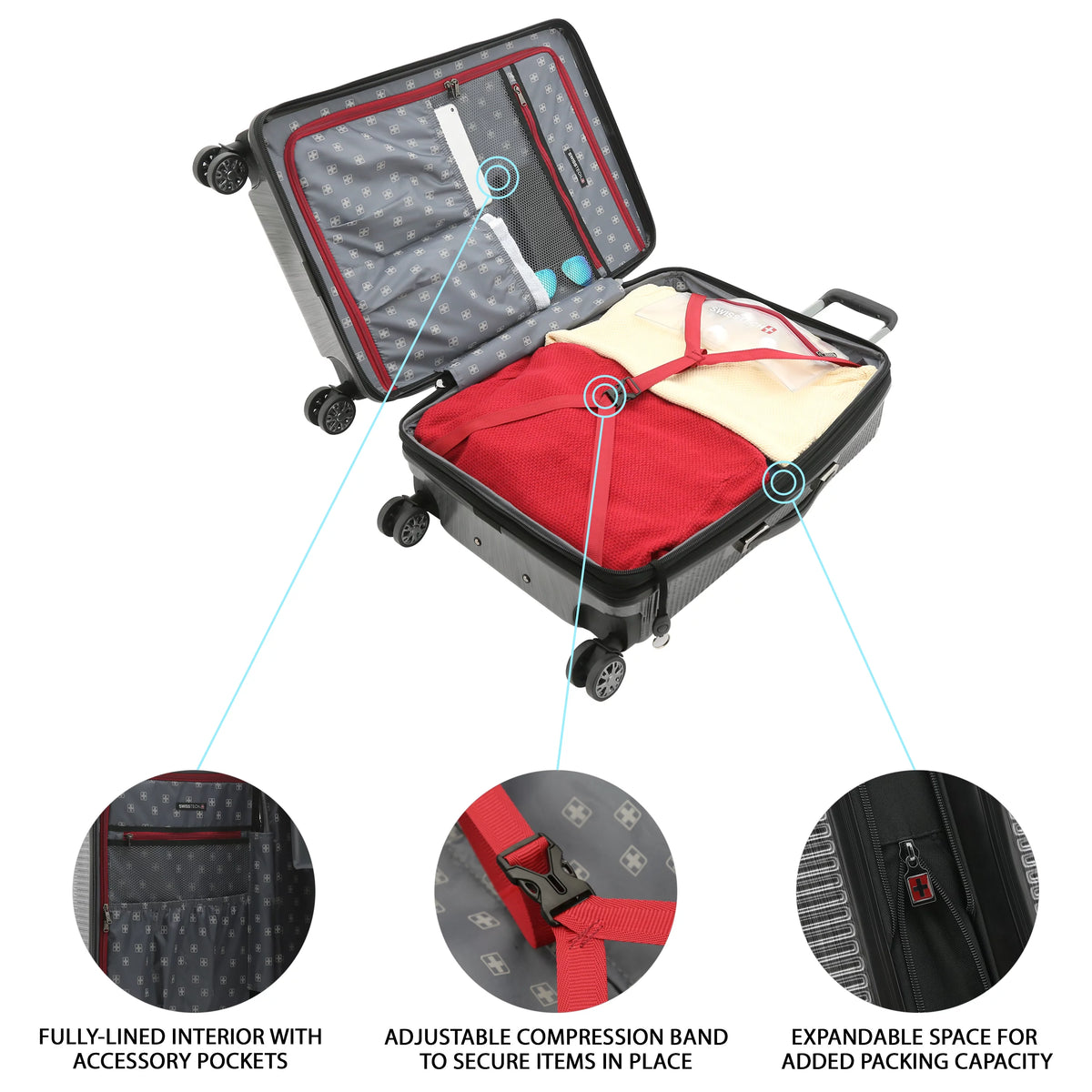 Charcoal 29" Hard side Rolling Upright Luggage W243