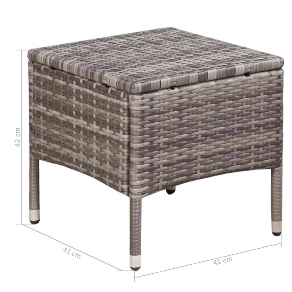 3 Piece Bistro Set with Cushion Gray Poly Rattan S7859