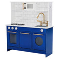 Wooden Play Kitchen with Refrigerator, Oven, Sink, and Storage Space, White Z301
