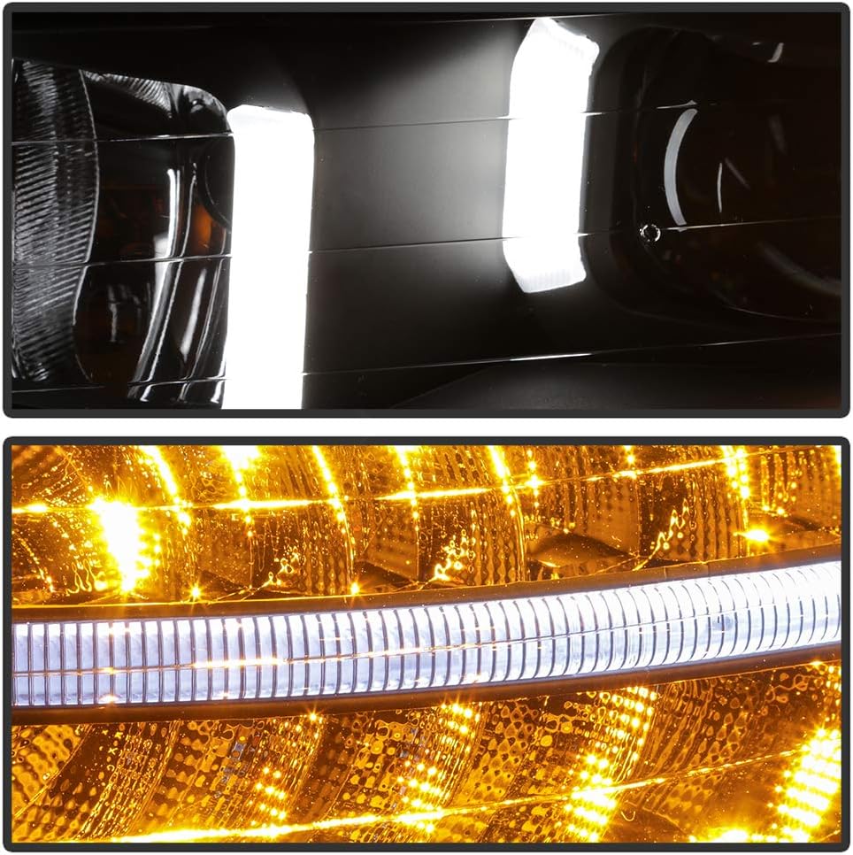 LED Signal DRL Tube Projector Headlights Headlamps Driver & Passenger Side S665