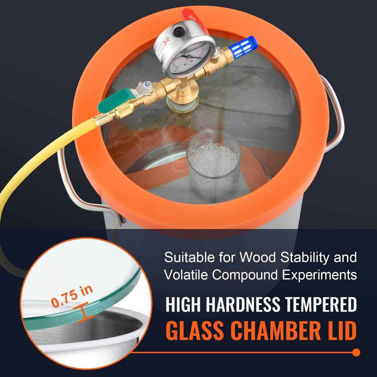 3 Gallon Vacuum Chamber with Tempered Glass Lid A95025
