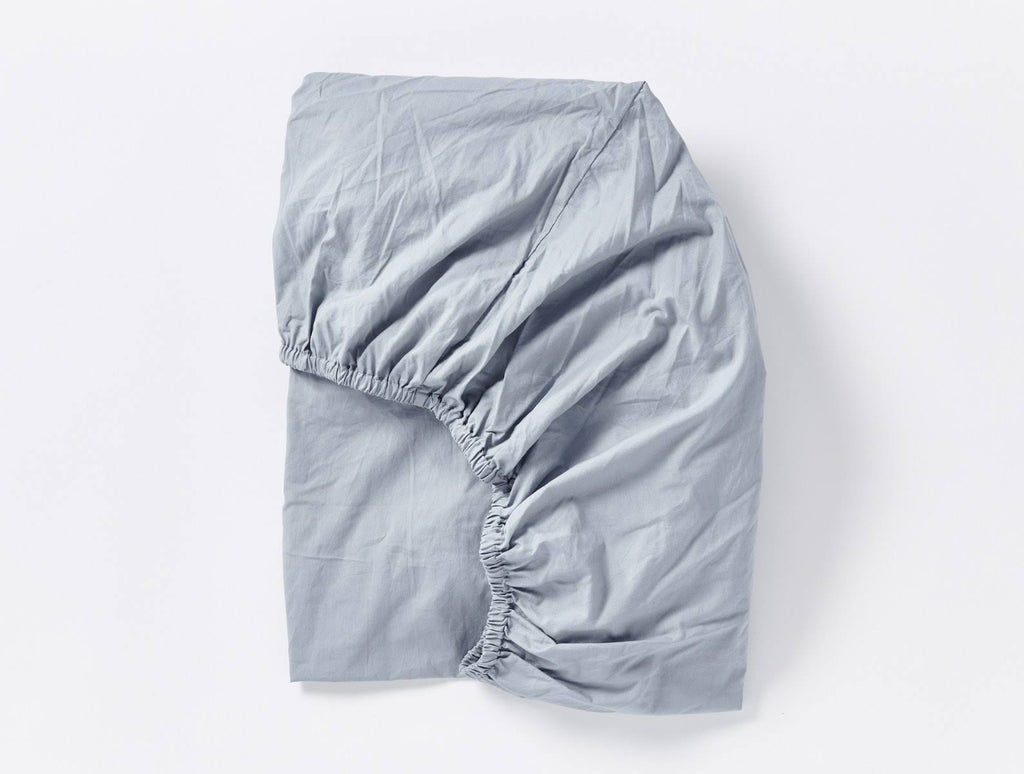 Organic Crinkled Percale Fitted Sheet King Steel Blue N7360